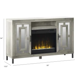 Mirrored Cabinet Door with 23" Electric Fireplace TV Stand Media Console