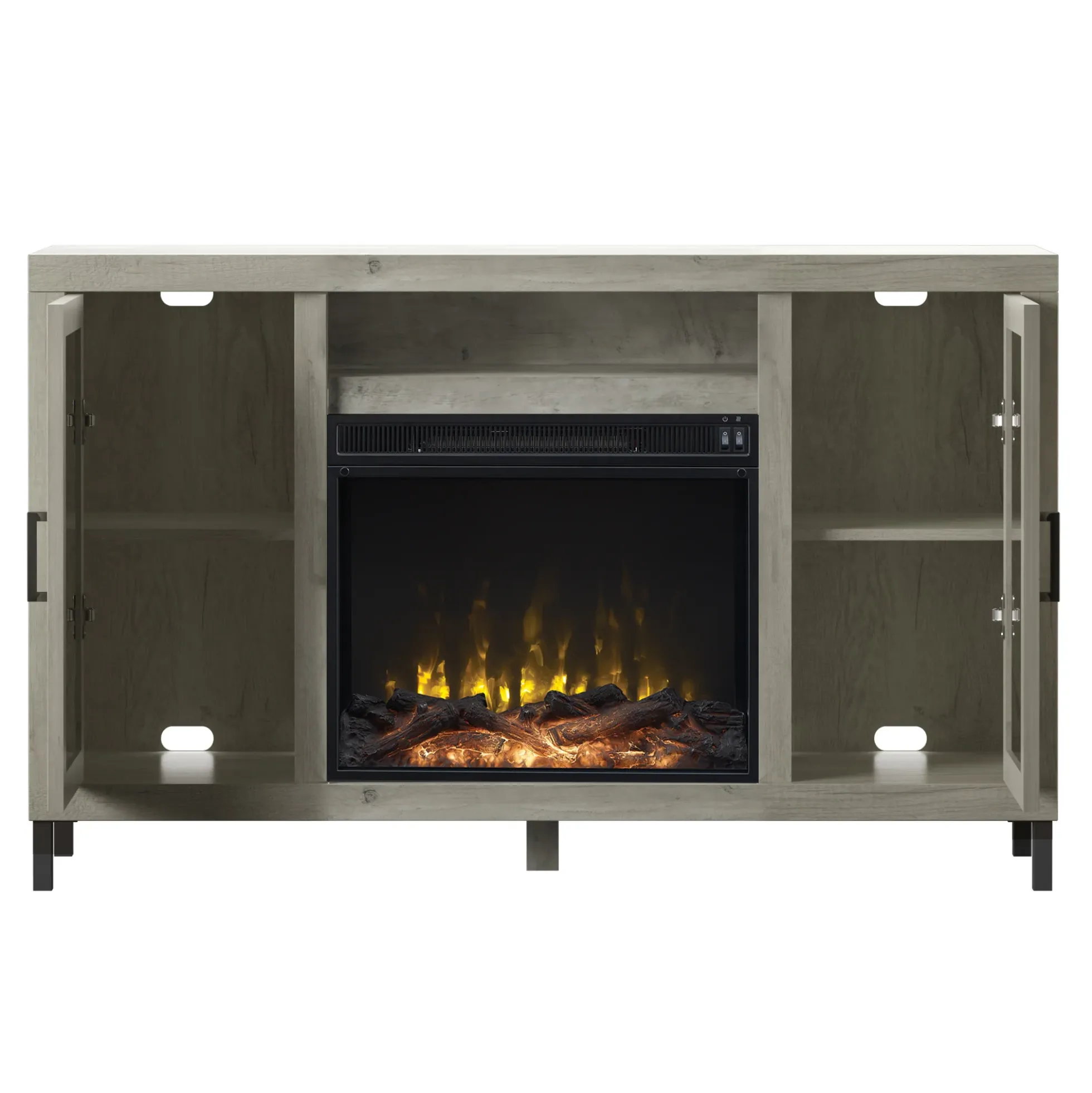 Mirrored Cabinet Door with 23" Electric Fireplace TV Stand Media Console