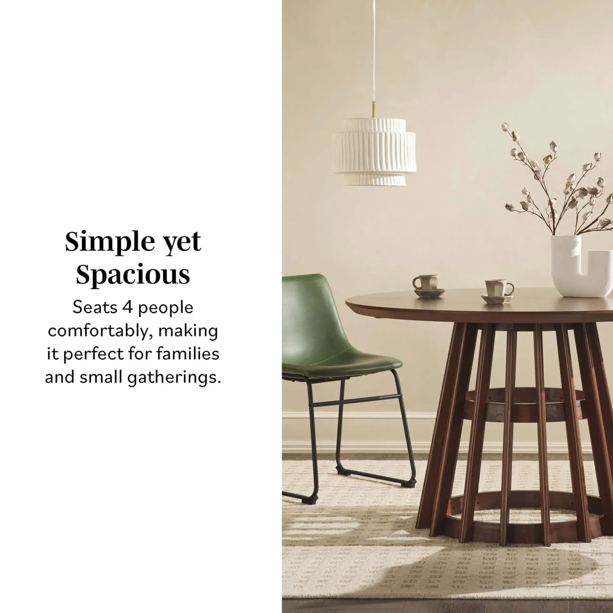 Modern 48 Round Solid Wood Dining Table