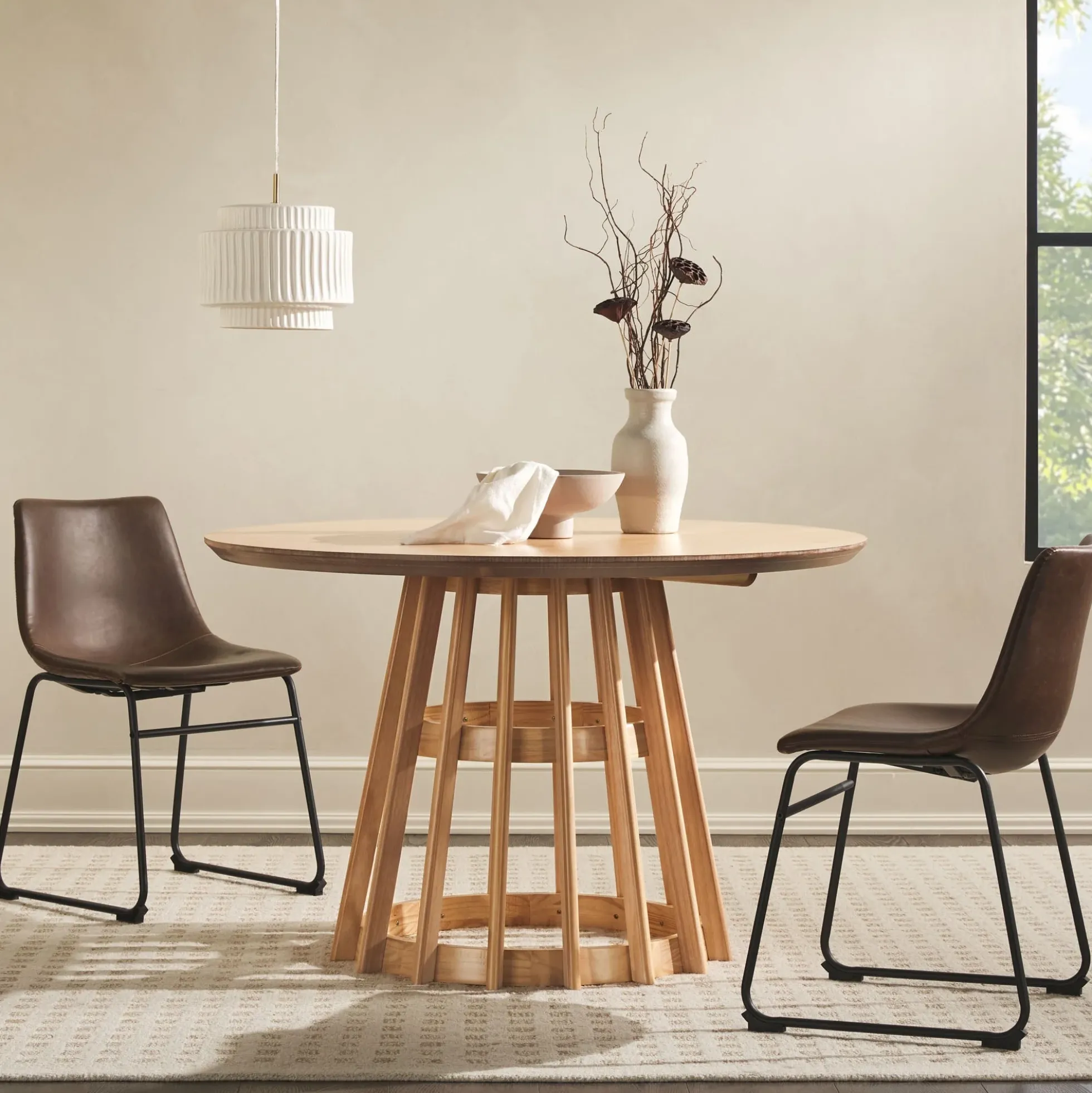 Modern 48 Round Solid Wood Dining Table
