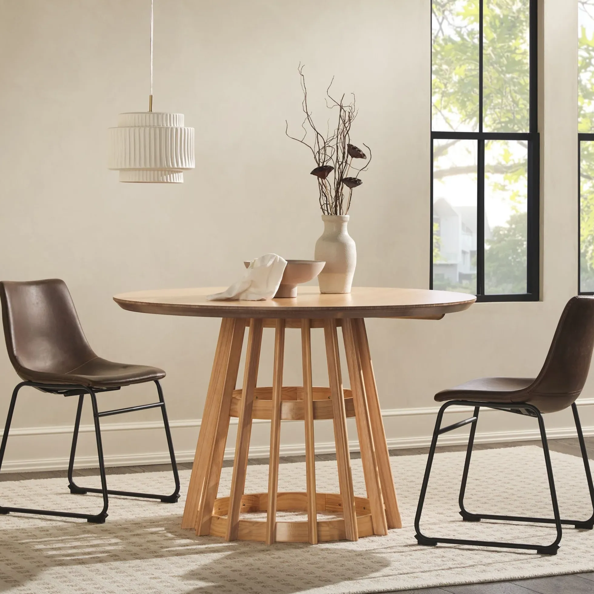 Modern 48 Round Solid Wood Dining Table