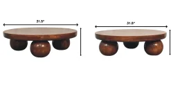 Modern Ball Leg Solid Wood Coffee Table Table