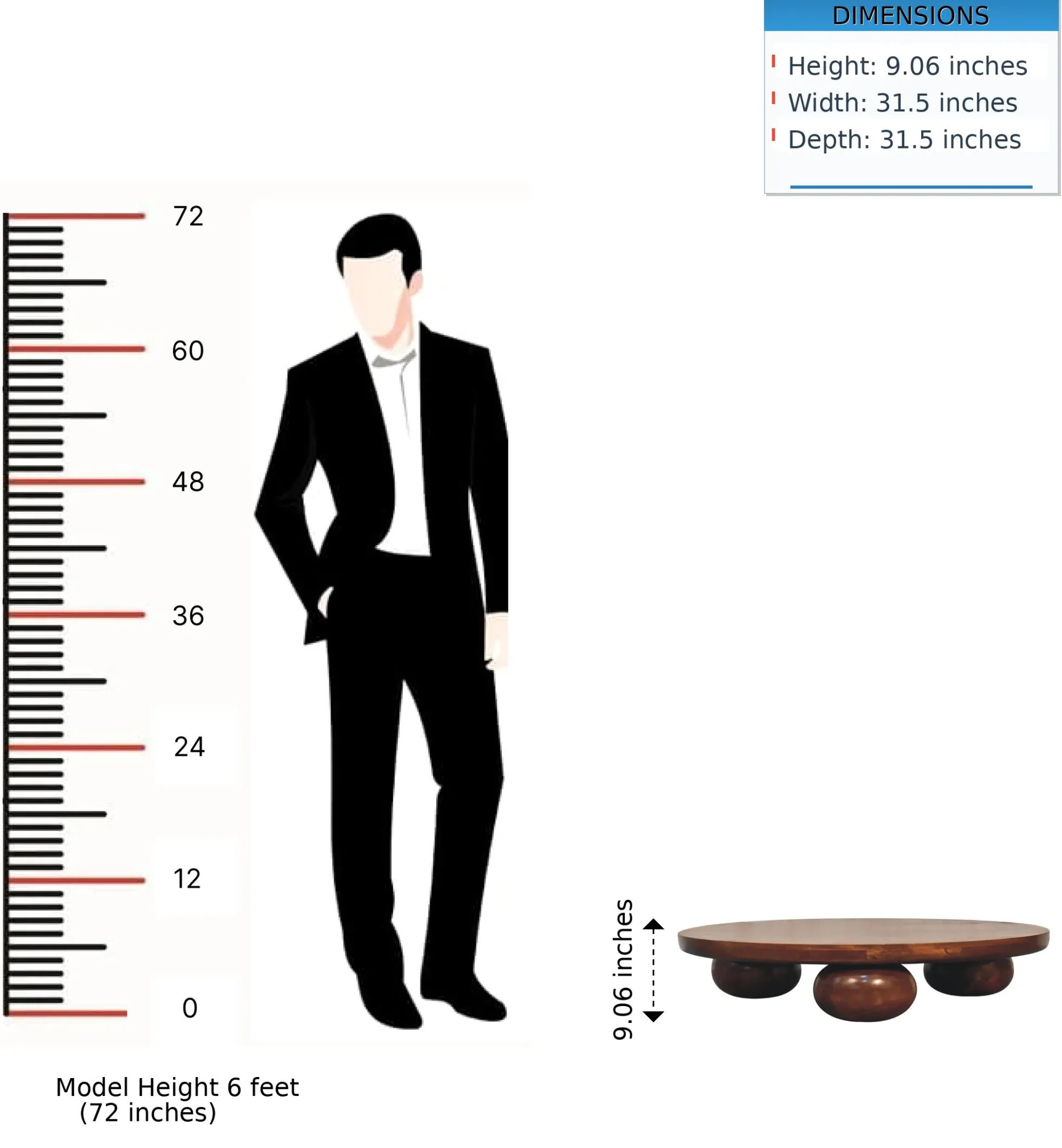 Modern Ball Leg Solid Wood Coffee Table Table