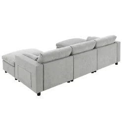 Modern Cloud Modular Sectional Sofa with Storage, Pillows and 2 Movable Ottomans