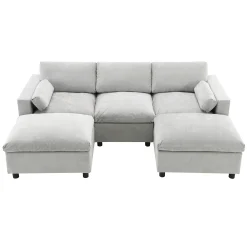 Modern Cloud Modular Sectional Sofa with Storage, Pillows and 2 Movable Ottomans