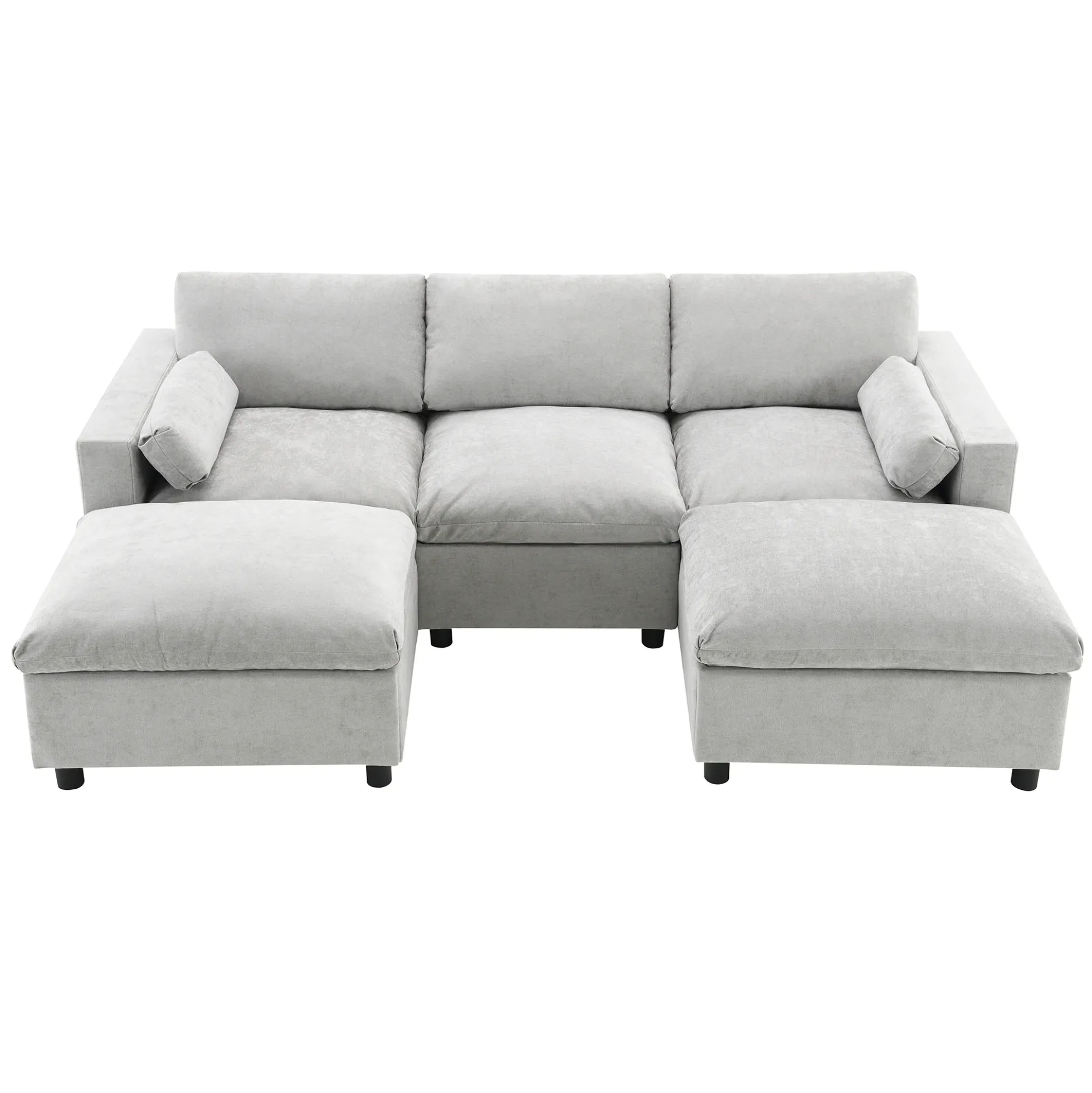 Modern Cloud Modular Sectional Sofa with Storage, Pillows and 2 Movable Ottomans
