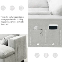 Modern Cloud Modular Sectional Sofa with Storage, Pillows and 2 Movable Ottomans