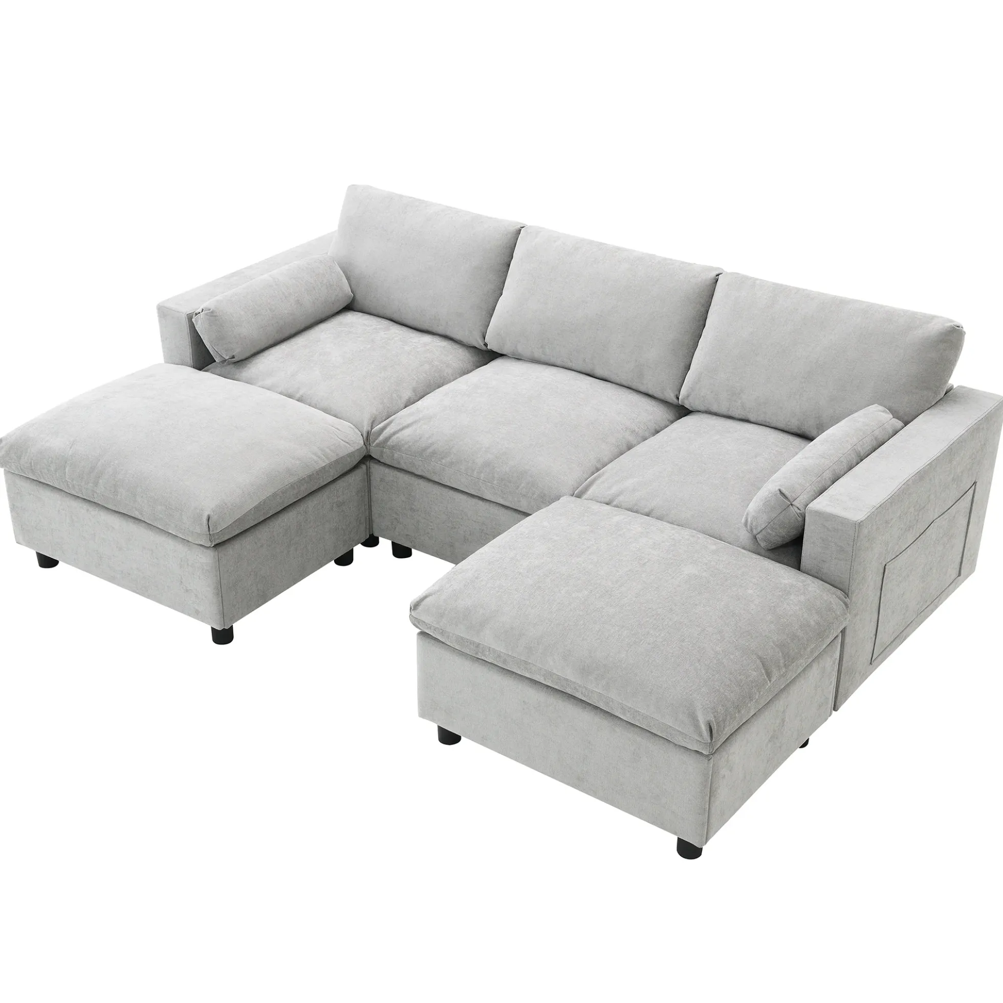 Modern Cloud Modular Sectional Sofa with Storage, Pillows and 2 Movable Ottomans