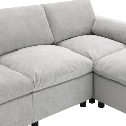 Modern Cloud Modular Sectional Sofa with Storage, Pillows and 2 Movable Ottomans