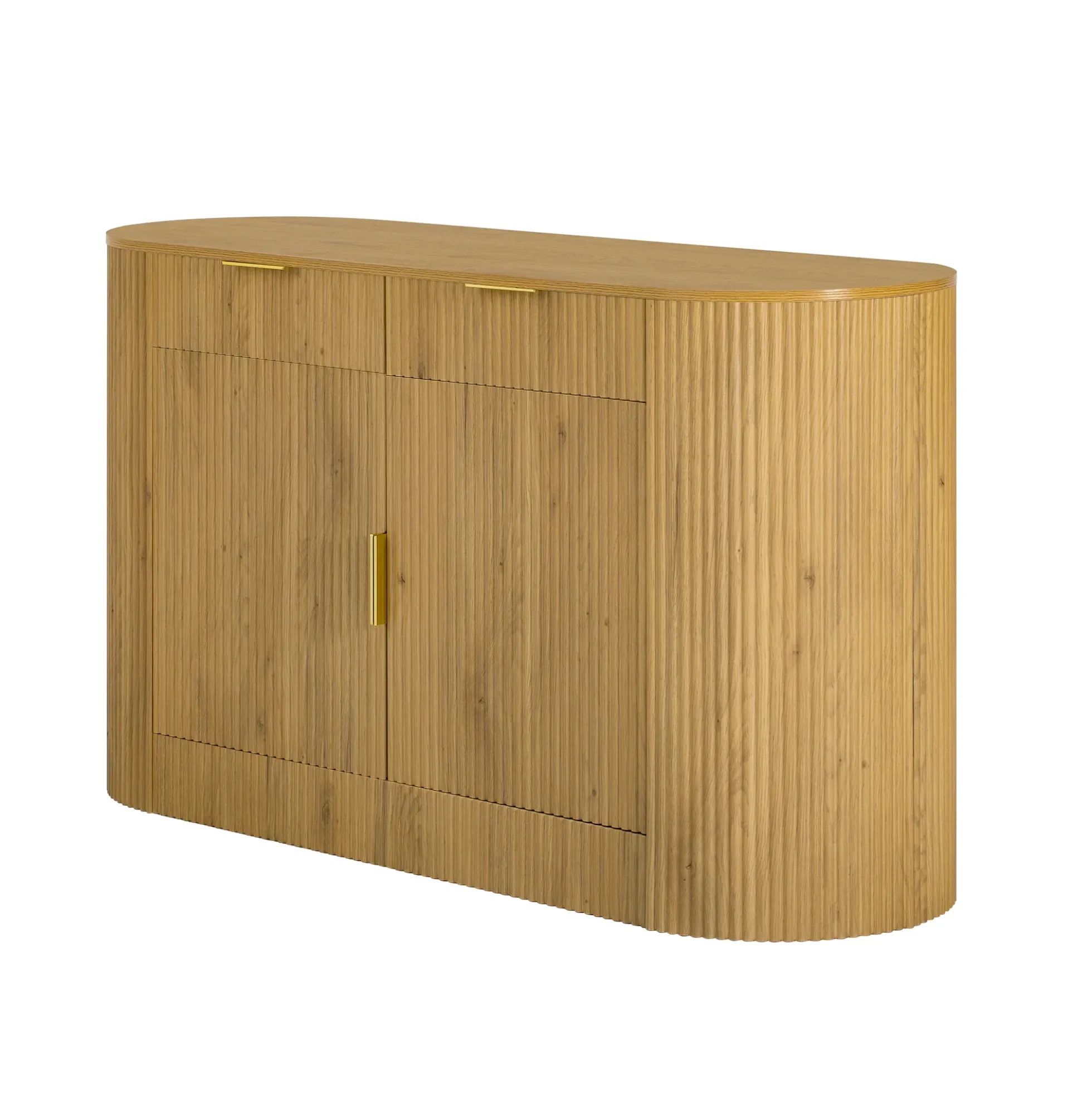 Modern Curve Design Fluted Storage Accent Cabinet / Sideboard