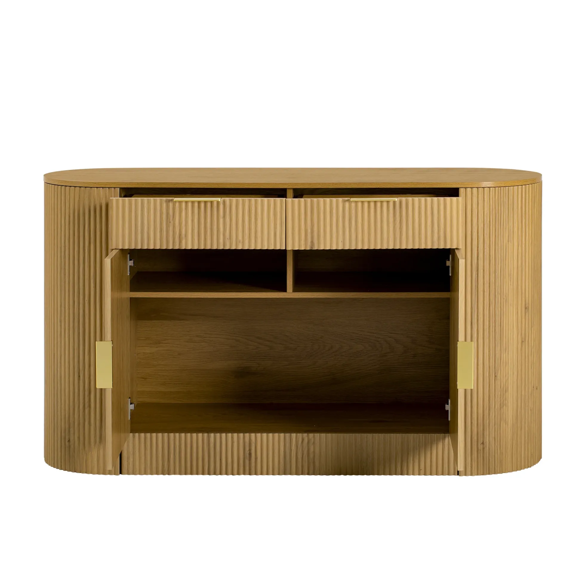 Modern Curve Design Fluted Storage Accent Cabinet / Sideboard