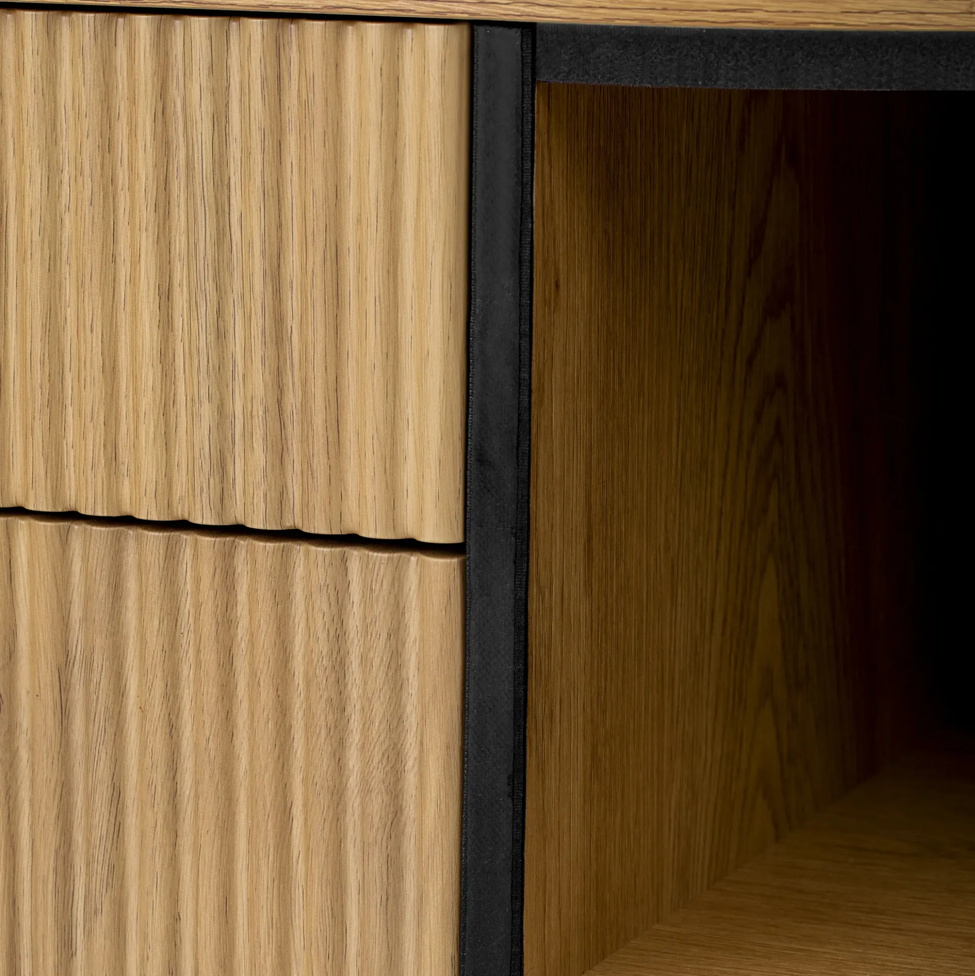 Modern Curve Design Fluted Storage Accent Cabinet / Sideboard