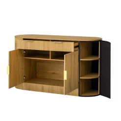Modern Curve Design Fluted Storage Accent Cabinet / Sideboard
