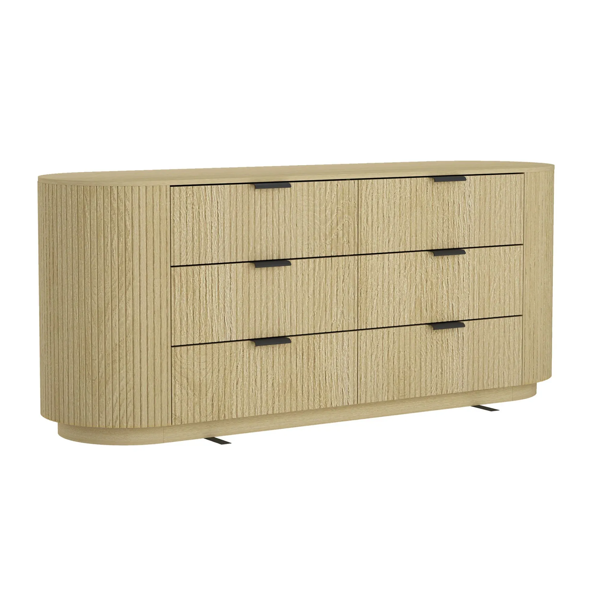 Modern Curve Fluted 71" 6 Drawer Dresser
