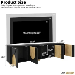 Modern Curve Shape Two Tone 69.6' TV Stand with Ball Feet Detail