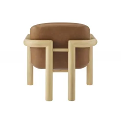 Modern Curve Wood Frame Faux Leather Accent Chair