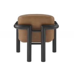 Modern Curve Wood Frame Faux Leather Accent Chair