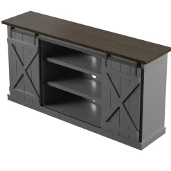 Modern Farmhouse TV Stand with Sliding Barn Doors for TVs up to 70"