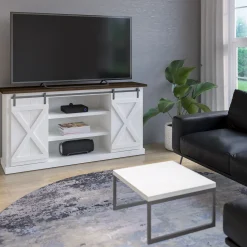 Modern Farmhouse TV Stand with Sliding Barn Doors for TVs up to 70"