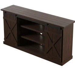 Modern Farmhouse TV Stand with Sliding Barn Doors for TVs up to 70