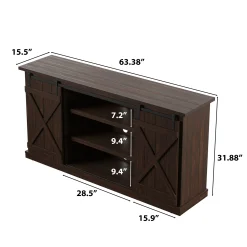 Modern Farmhouse TV Stand with Sliding Barn Doors for TVs up to 70