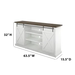 Modern Farmhouse TV Stand with Sliding Barn Doors for TVs up to 70