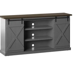 Modern Farmhouse TV Stand with Sliding Barn Doors for TVs up to 70