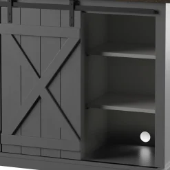 Modern Farmhouse TV Stand with Sliding Barn Doors for TVs up to 70
