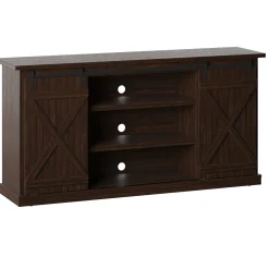 Modern Farmhouse TV Stand with Sliding Barn Doors for TVs up to 70