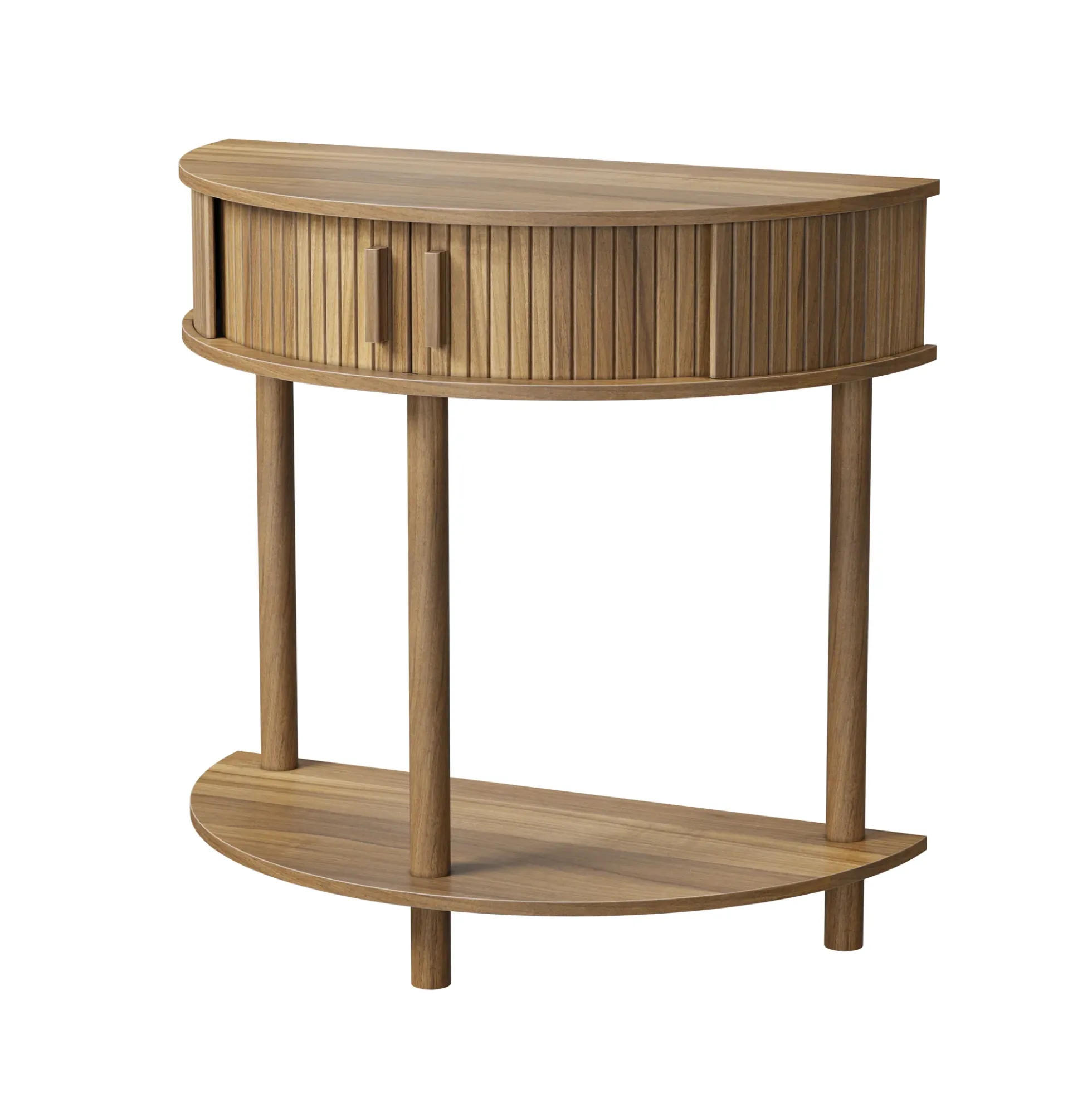 Modern Fluted Half-Moon Console Entryway Table