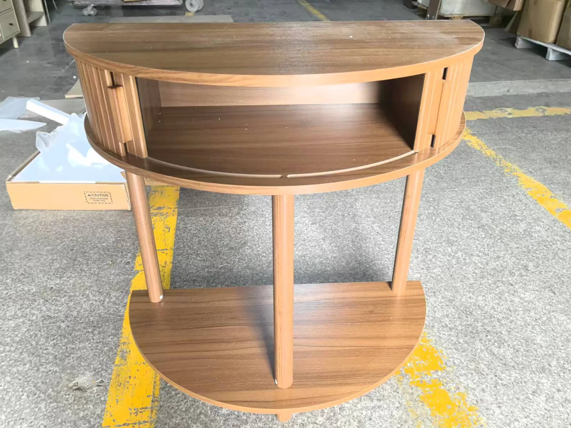 Modern Fluted Half-Moon Console Entryway Table