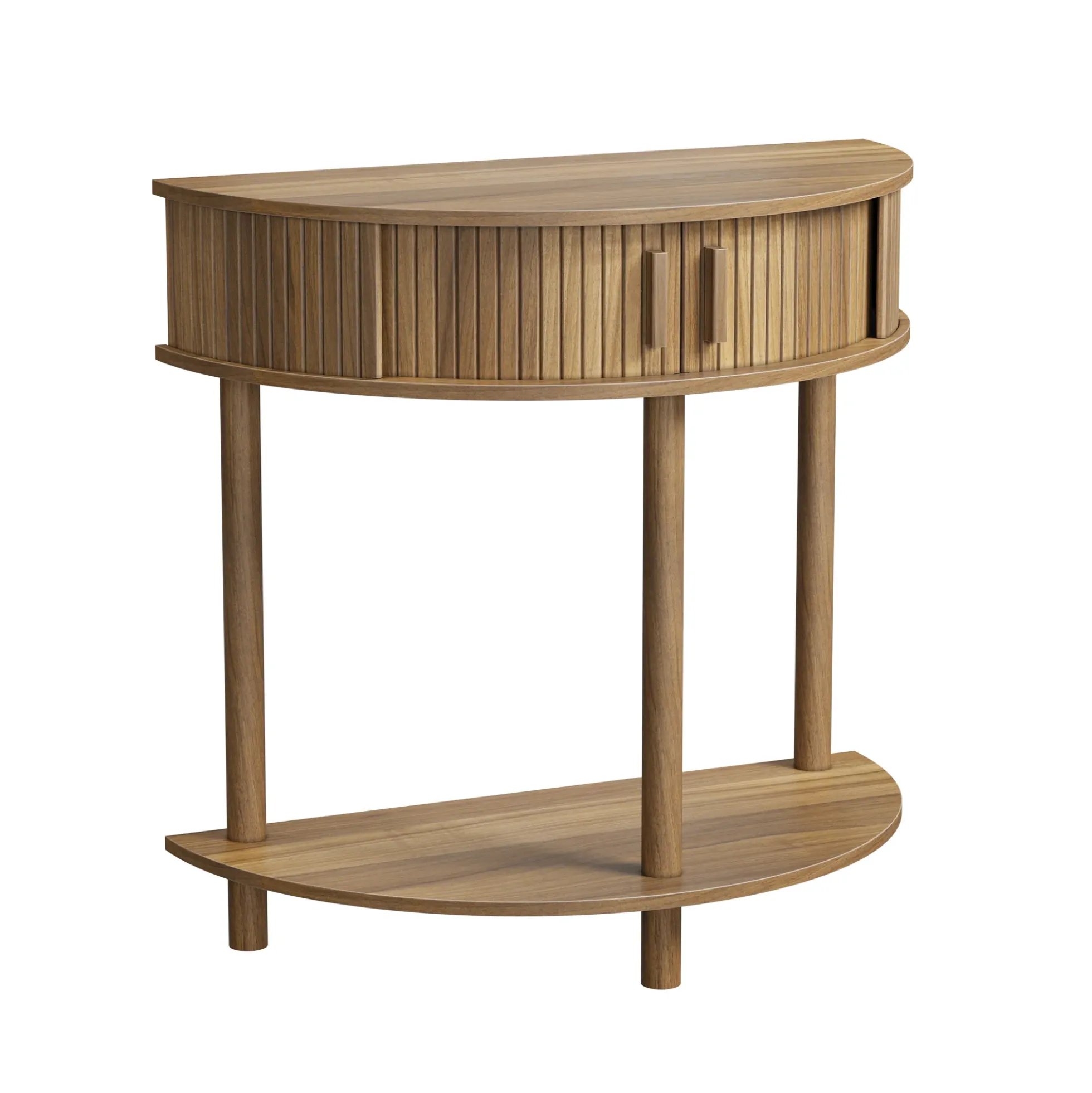Modern Fluted Half-Moon Console Entryway Table