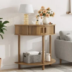 Modern Fluted Half-Moon Console Entryway Table