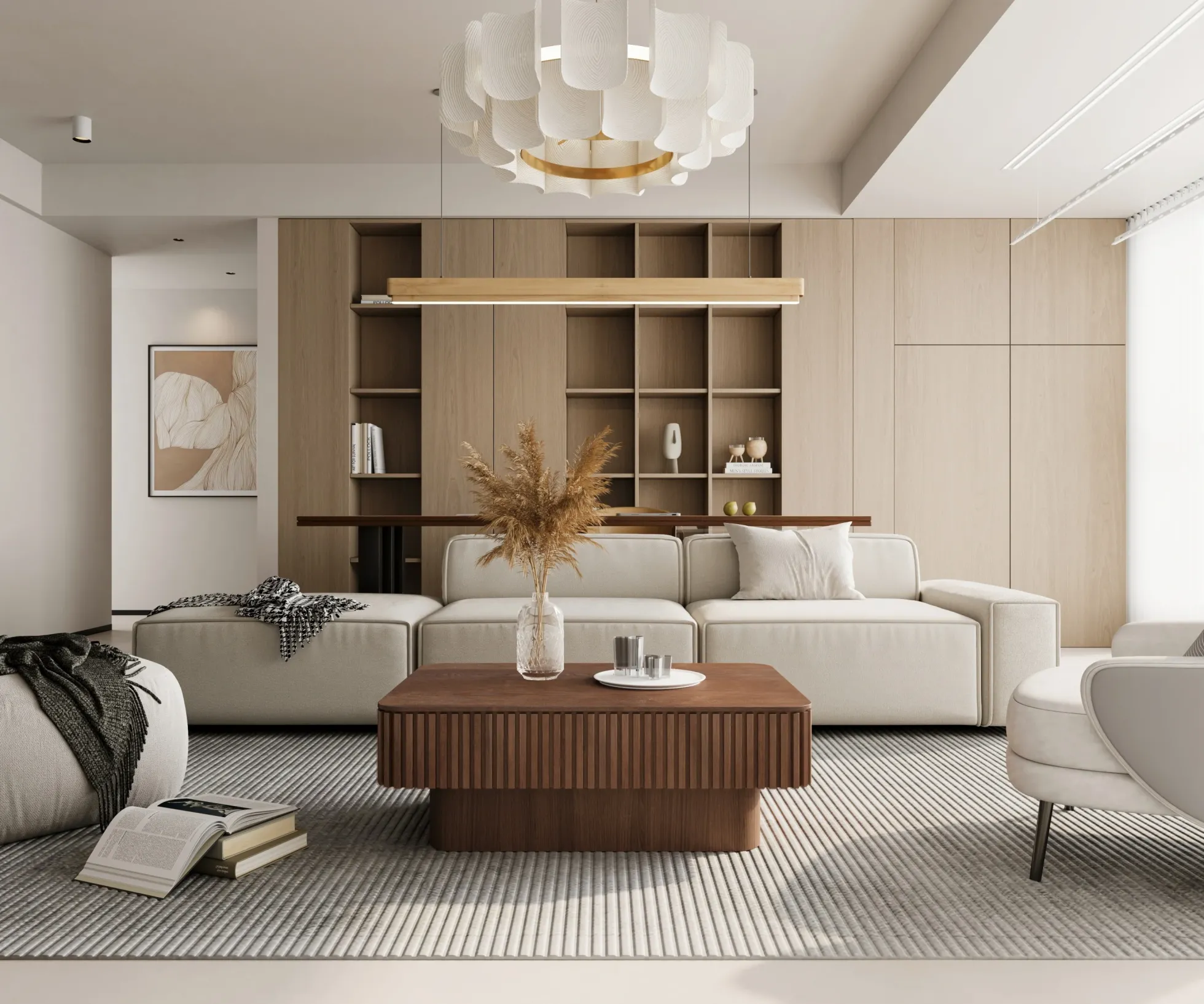 Modern Fluted Lift-top 38.6' Coffee Table