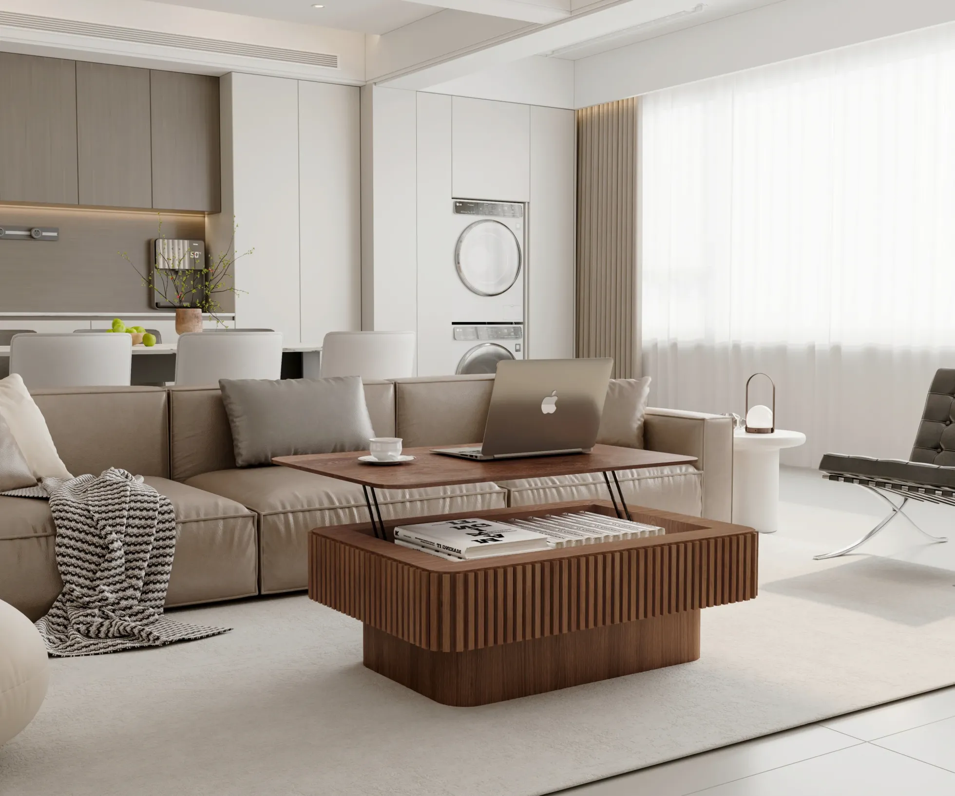 Modern Fluted Lift-top 38.6' Coffee Table