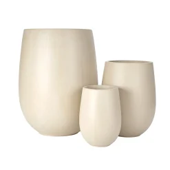 Modern Lightweight Round Outdoor Indoor Patio Planter Set of 3
