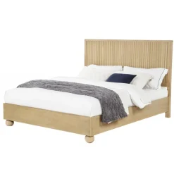 Modern Minimalist Fluted Panels Headboard Wooden Bedframe