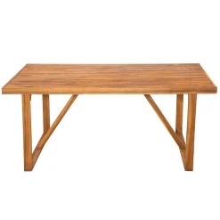 Modern Outdoor 7 Piece Acacia Wood Teak Dining Set with Cushions