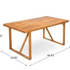 Modern Outdoor 7 Piece Acacia Wood Teak Dining Set with Cushions