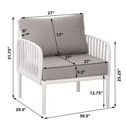 Modern Outdoor 5 Piece Patio Conversation Set with Coffee Table & Waterproof Cushions