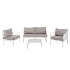 Modern Outdoor 5 Piece Patio Conversation Set with Coffee Table & Waterproof Cushions