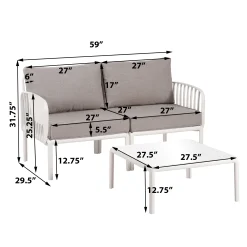 Modern Outdoor 5 Piece Patio Conversation Set with Coffee Table & Waterproof Cushions