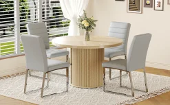 Modern Reeded 4 Piece Dining Set with Storage