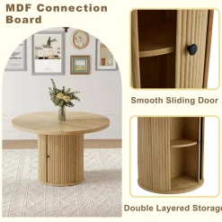 Modern Reeded 4 Piece Dining Set with Storage