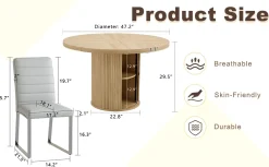 Modern Reeded 4 Piece Dining Set with Storage