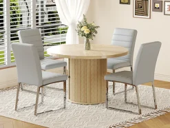Modern Reeded 4 Piece Dining Set with Storage