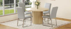 Modern Reeded 4 Piece Dining Set with Storage
