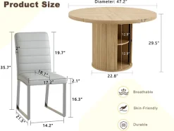 Modern Reeded 4 Piece Dining Set with Storage