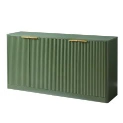 Modern Reeded Curved Design Storage 59" TV Stand Sideboard