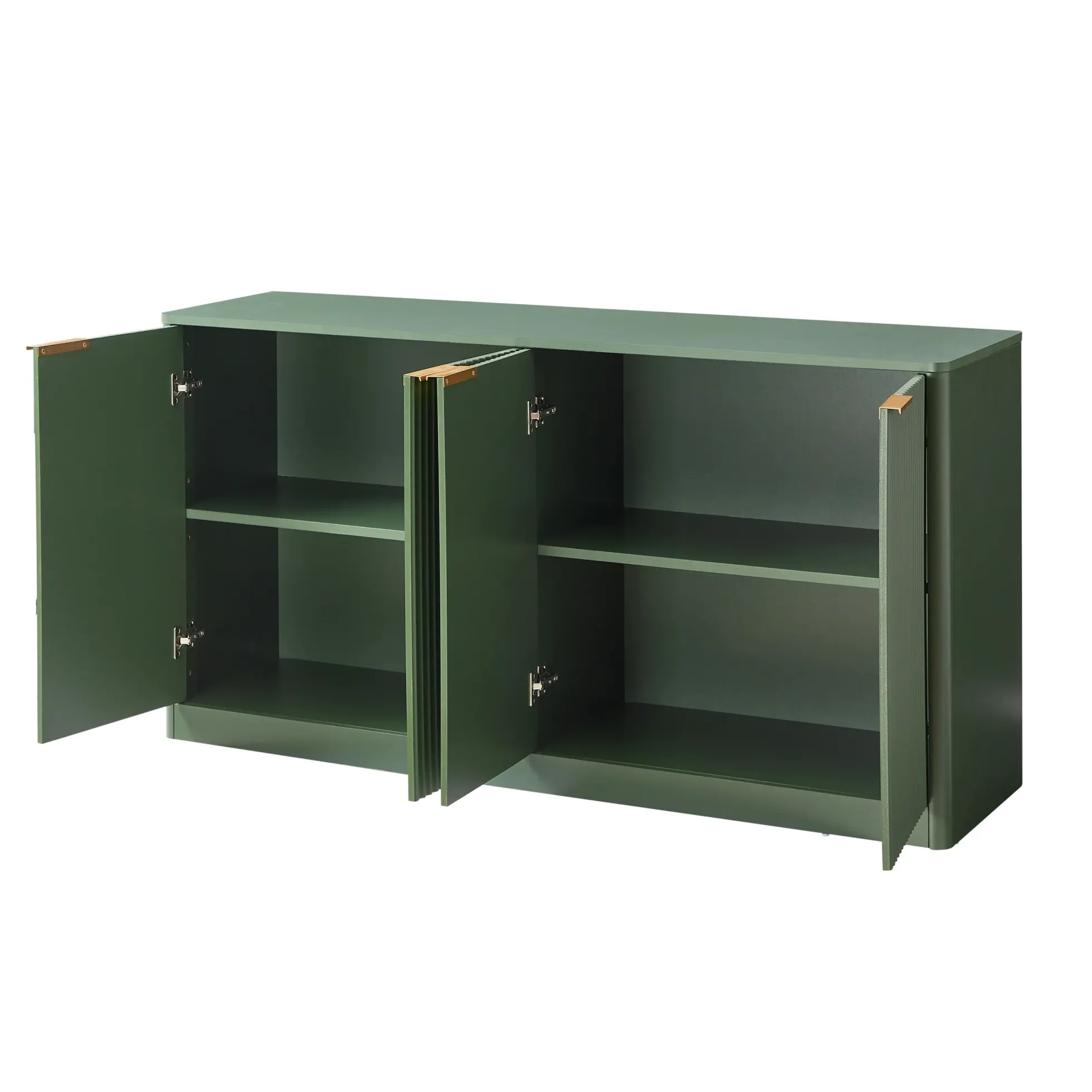 Modern Reeded Curved Design Storage 59" TV Stand Sideboard